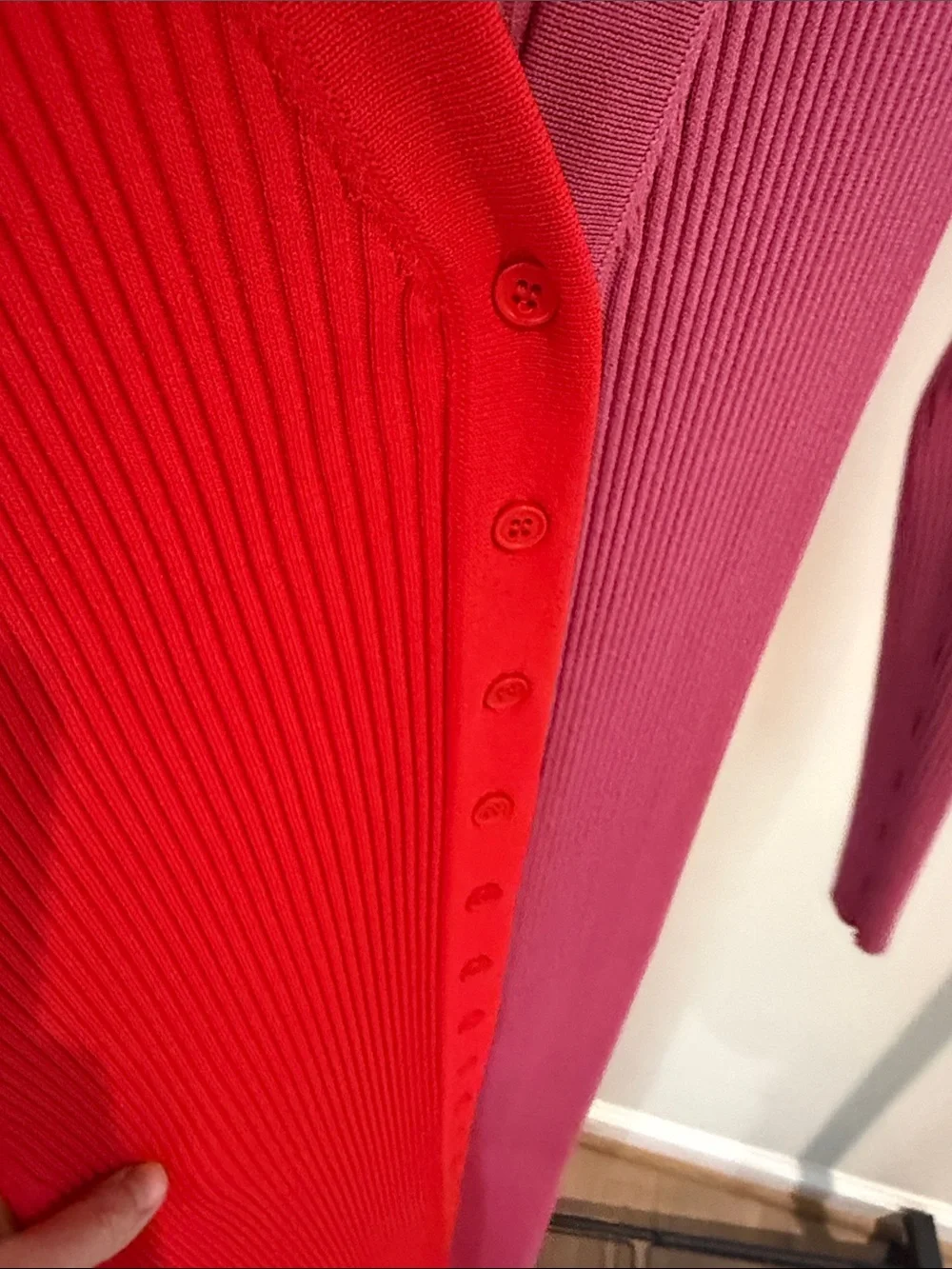 STAUD Two-Tone Red & Pink Ribbed Button-Front Maxi Dress - Picture 6 of 6